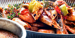 Gebratene Krabben (reker) mit Chili