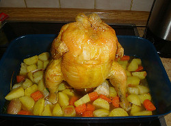 Brathähnchen auf der Bierflasche