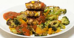 Hühnerfrikadellen Mit Bratgemüse